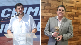 El alcalde de Guayaquil, Aquiles Álvarez, y el periodista deportivo, Diego Arcos.