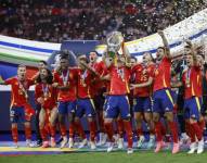 Jugadores de la selección de España celebran su título de campeón de la Eurocopa 2024