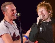 Imagen de archivo de Chris Martin, vocalista de Coldplay, y Ed Sheeran.