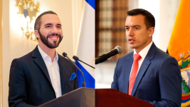Los presidentes de El Salvador, Nayib Bukele (izq.), y de Ecuador, Daniel Noboa (der.).