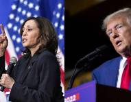 Fotografías donde se observa a los candidatos a la presidencia de Estados Unidos, el expresidente Donald Trump y a la actual vicepresidenta Kamala Harris.