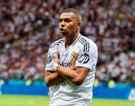 Archivo Kylian Mbappé celebrando gol en el Estadio Santiago Bernabéu.