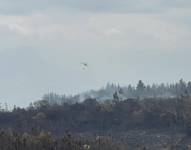 Las Fuerzas Armadas colaboraron con helicópteros para apagar el fuego con el sistema Bambi Bucket.