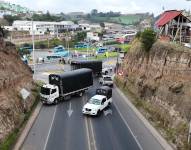 Imagen de un bloqueo en los alrededores de la ciudad de Ipiales, en Colombia.