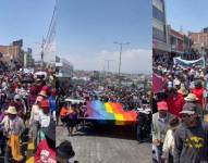 Los protestantes recorren las calles de Latacunga.