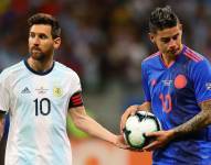 Lionel Messi y James Rodríguez en un partido entre Argentina y Colombia