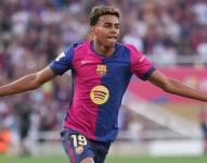 Lamine Yamal celebra su gol con el FC Barcelona