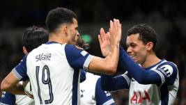 Jugadores del Tottenham celebrando el triunfo.