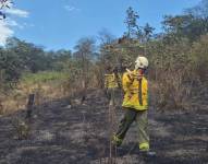 IMAGEN REFERENCIAL de bomberos de Zapotillo durante un incendio forestal en septiembre de 2023.