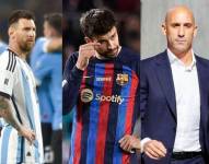 Lionel Messi, Gerard Piqué, Luis Rubiales y Aleksander Ceferin