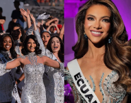 Imágenes referenciales del Miss Universo 2024, Sheynnis Palacios, Mara Topic y la corona de la nueva edición.