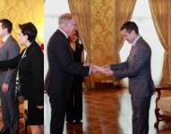 El presidente Noboa en la entrega de cartas credenciales con los embajadores de Alemania y Hungría.