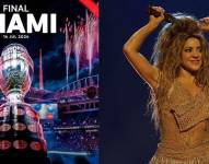 Fotografía del anuncio de la final de la Copa América y otra de Shakira.