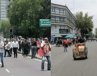 Ciudadanos en las calles por la alerta sísmica