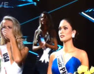 Al conocerse la confusión la representante de EE.UU. se mostró sorprendida cuando anunciaron la verdadera ganadora del certamen.