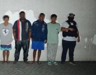 Foto de seis personas detenidas por el secuestro de un contratista, en el norte de Guayaquil