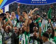 Jugadores de Atlético Nacional celebrando el título.