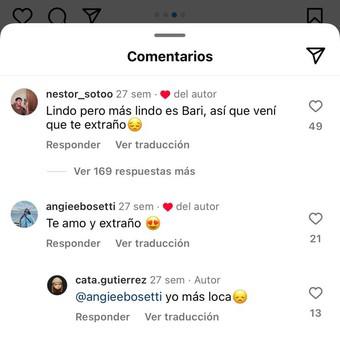 Captura de pantalla de un mensaje público en Instagram entre Néstor Soto, asesino confeso, y la víctima, Catalina Gutiérrez.