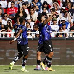 Jeison Medina celebra su gol con Independiente del Valle contra Liga de Quito