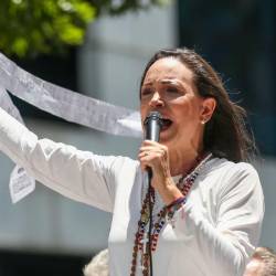 María Corina Machado, durante una protesta en Caracas, el pasado 28 de agosto.