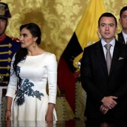 Verónica Abad y Daniel Noboa en el Palacio de Carondelet.