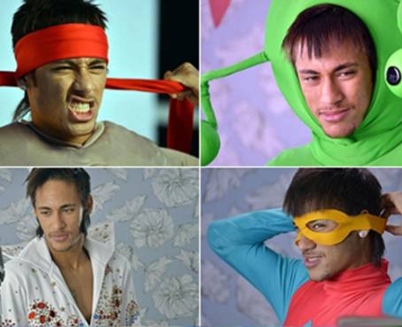 El delantero brasileño Neymar se disfrazó para una inusual publicidad
