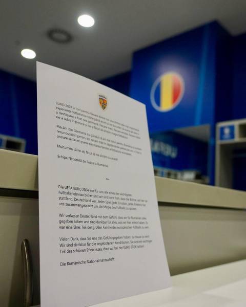 Carta de la Selección de Rumania agradeciendo a los anfitriones alemanes de la Erocopa 2024