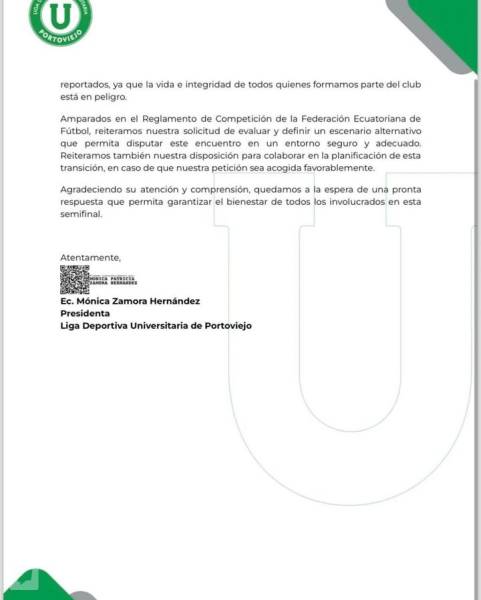 Liga de Portoviejo solicitó a la FEF que el partido contra 22 de Julio no se juegue en Esmeraldas