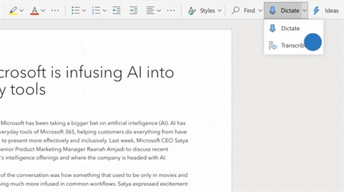 Microsoft incorpora la transcripción en Word