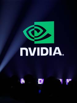 Fotografía de archivo del logotipo de Nvidia durante el Día de la Tecnología Hon Hai (Foxconn) 2024 en Taipei, Taiwán, el 8 de octubre de 2024.