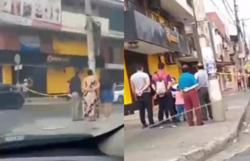 Imagen de cinta policial amarilla desplegada en una esquina del sur de Guayaquil, cerca del Complejo Judicial Valdivia.