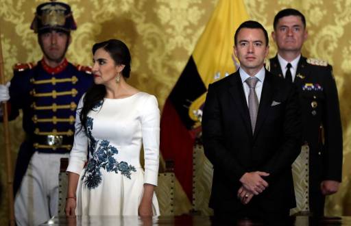 Verónica Abad y Daniel Noboa en el Palacio de Carondelet.