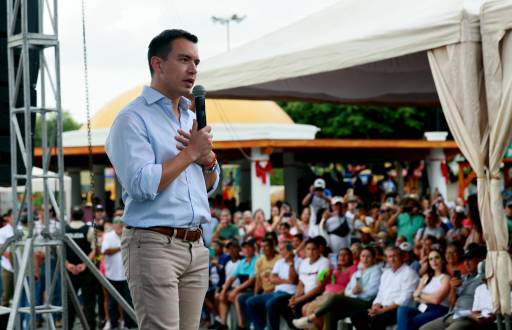 Daniel Noboa durante un evento en Portoviejo, Manabí, el 26 de diciembre.