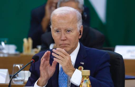 El presidente de Estados Unidos, Joe Biden, participa durante la apertura de la Cumbre de jefes de Estado del G20 que comenzó este lunes en Río de Janeiro (Brasil).