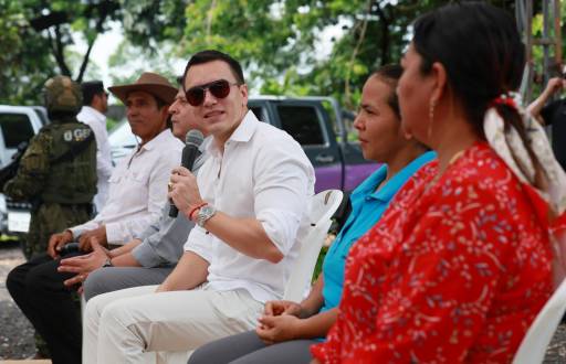 El presidente Daniel Noboa durante un evento en Babahoyo el 27 de diciembre.