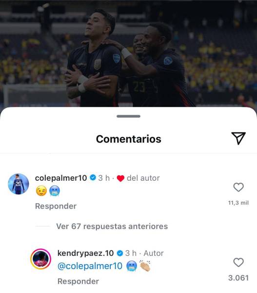 Cole Palmer reaccionó a la celebración del gol de Kendry Páez contra Jamaica en Copa América