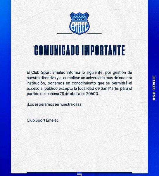 Comunicado de Emelec