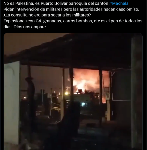 Usuarios reportaron explosión de un vehículo en Puerto Bolívar, Machala.