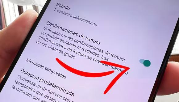 Imagen referencial de desactivación de confirmaciones de lectura en WhatsApp.