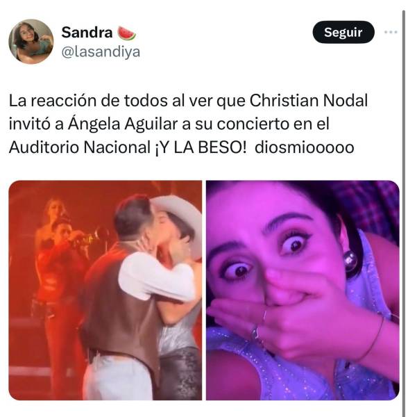 El gran beso de Nodal y Ángela Aguilar en concierto que encendió las redes