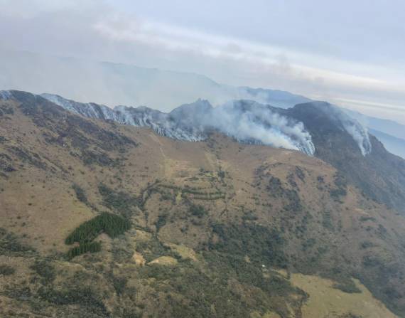 Incendio forestal en Azuay.