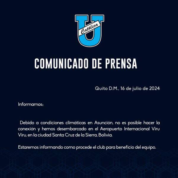 Copa Sudamericana: Universidad Católica está varada en Bolivia y no puede llegar a Paraguay