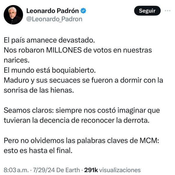 Palabras de Leonardo Padrón tras la victoria de Maduro
