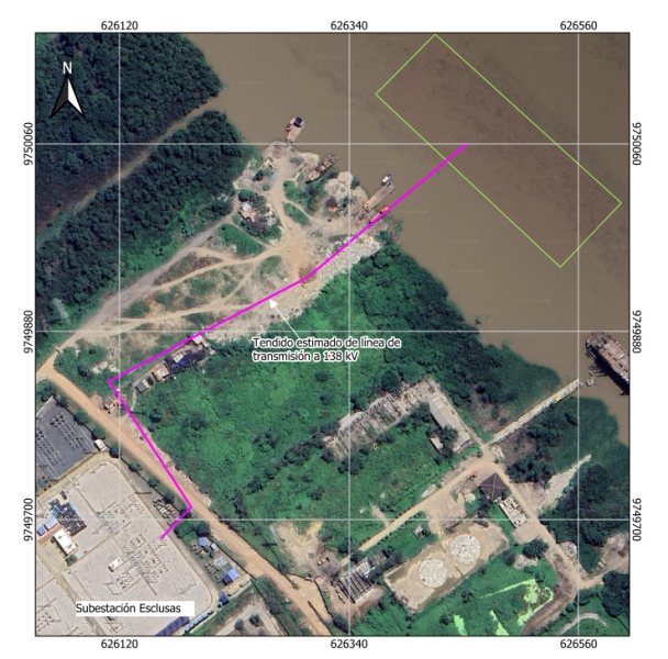 Mapa de operación de primera barcaza turca Emre Bey en Las Esclusas