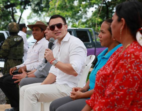 El presidente Daniel Noboa durante un evento en Babahoyo el 27 de diciembre.