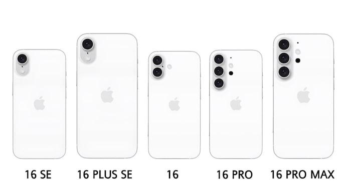 Imagen referencial de los posibles tamaños y modelos del nuevo iPhone 16.