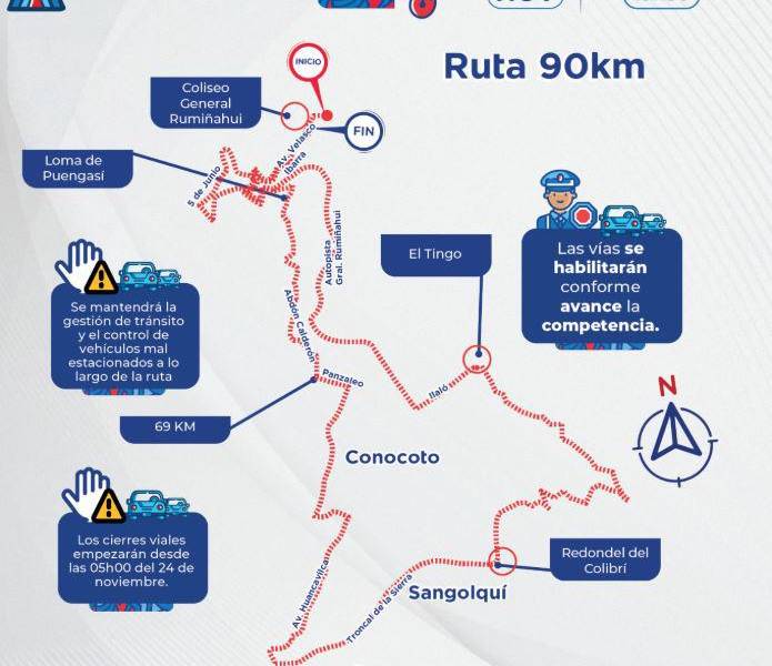 Mapa de la ruta de los 90 km.