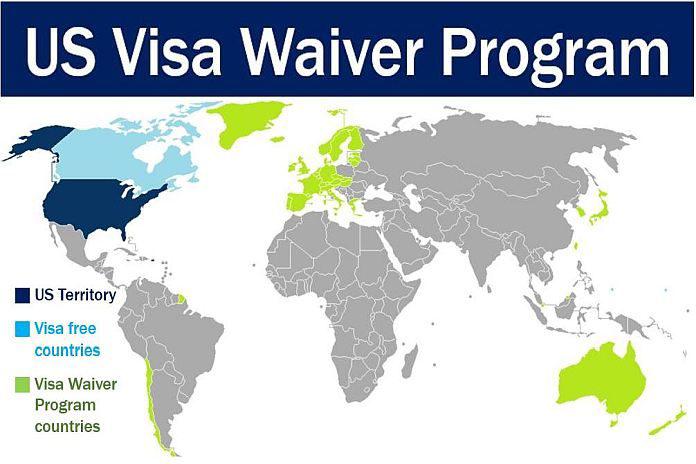 Imagen referencial de mapa de países que son parte del Programa Visa Waiver.