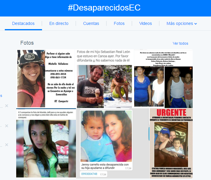 #DesaparecidosEC, la búsqueda que se activó en redes sociales tras terremoto