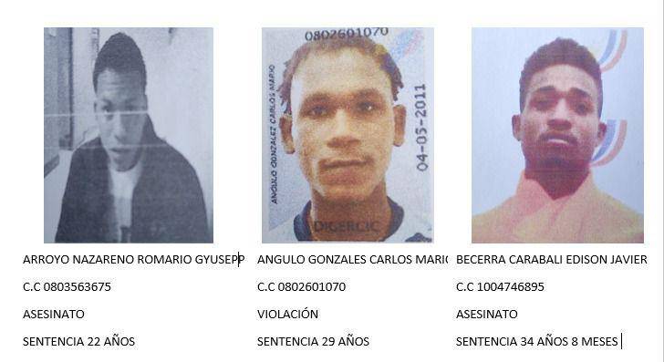 Imagen de los reos que se fugaron de la cárcel El Rodeo de Portoviejo.